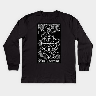 X. Wheel of Fortune Tarot Card |Obsidian and Pearl Kids Long Sleeve T-Shirt